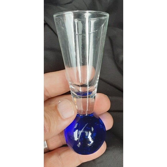 Vtg Set of 4 CORDIALS Liqueur SHOT Glasses Air Bubble Colored Ball Bottom Bases - Picture 6 of 8